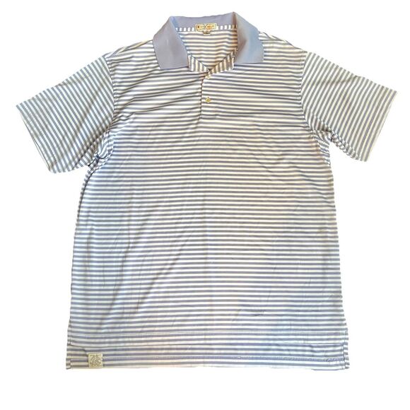 Peter Millar Summer Comfort Golf Polo Shirt Blue Stripe Men’s L - Picture 1 of 5